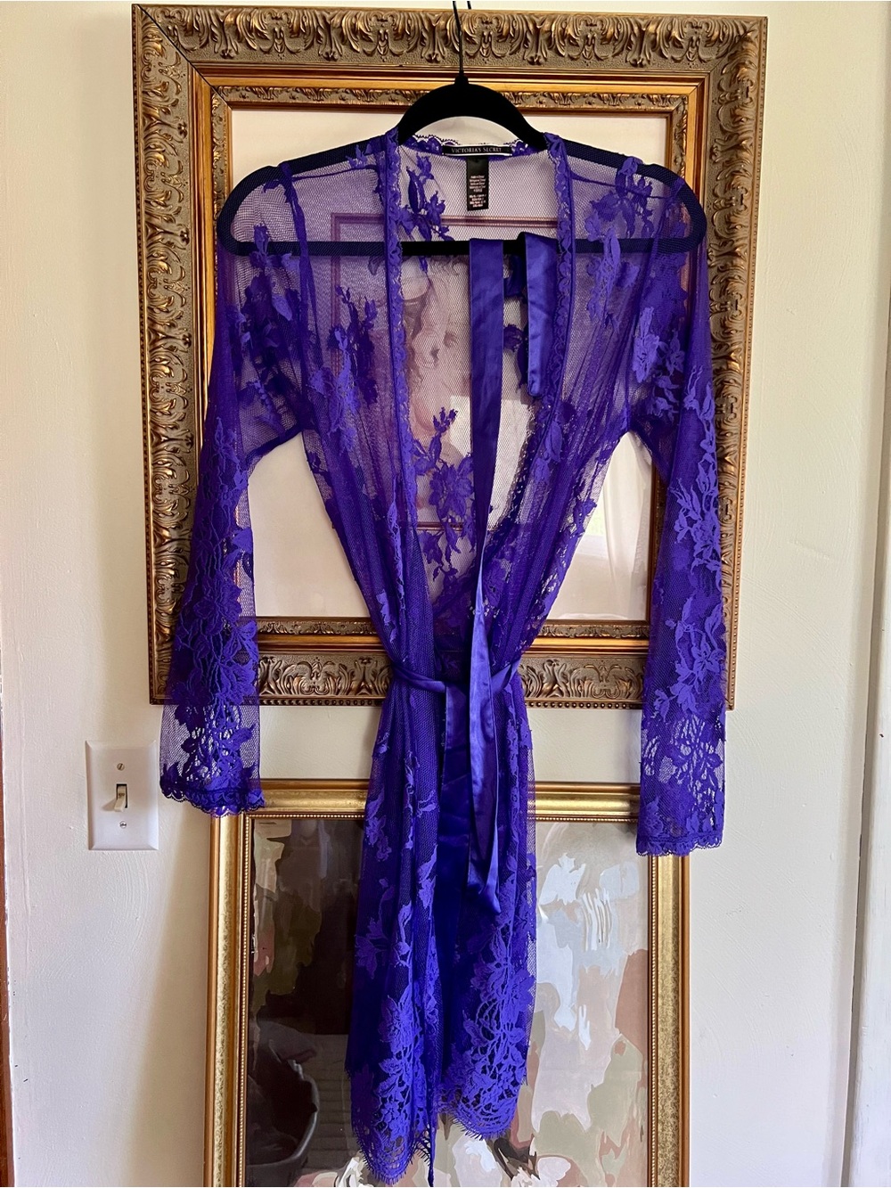Victoria's Secret Sheer Lace Robe in Vivid Purple